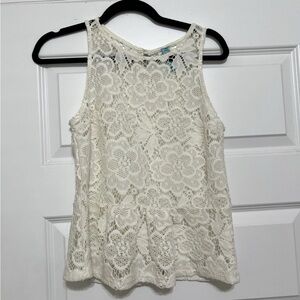 Aida Be- Cream Lace Sleeveless Blouse